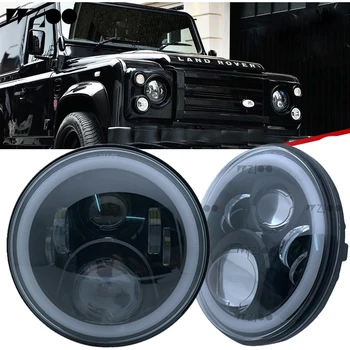 

wzjoo For suzuki samurai 7" LED Headlights 7Inch H4 Headlamp White Halo&Amber Turn Signal eagle eye For Lada 4x4 urban Niva