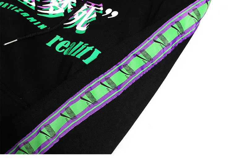 Мужская толстовка с капюшоном в стиле хип-хоп, толстовка с надписью «Drunk Illusion» с китайскими буквами, повседневный черный пуловер с капюшоном, хлопок, зима