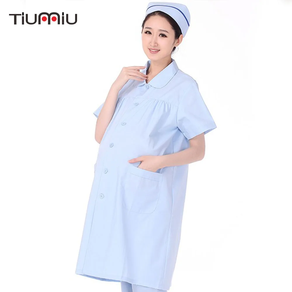 

Nurse Uniform Medical Robe Hospital Dental Doctor Lab Coat Pregnancy Maternity Medical Gown Short Sleeve Work Wear