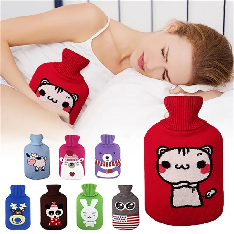 

Hot Water Bottle Water-filled Hot Water Bottle Velvet Bag Cute Cartoon Animal Pattern Knitting Cover (Without Hot Water Bottle)
