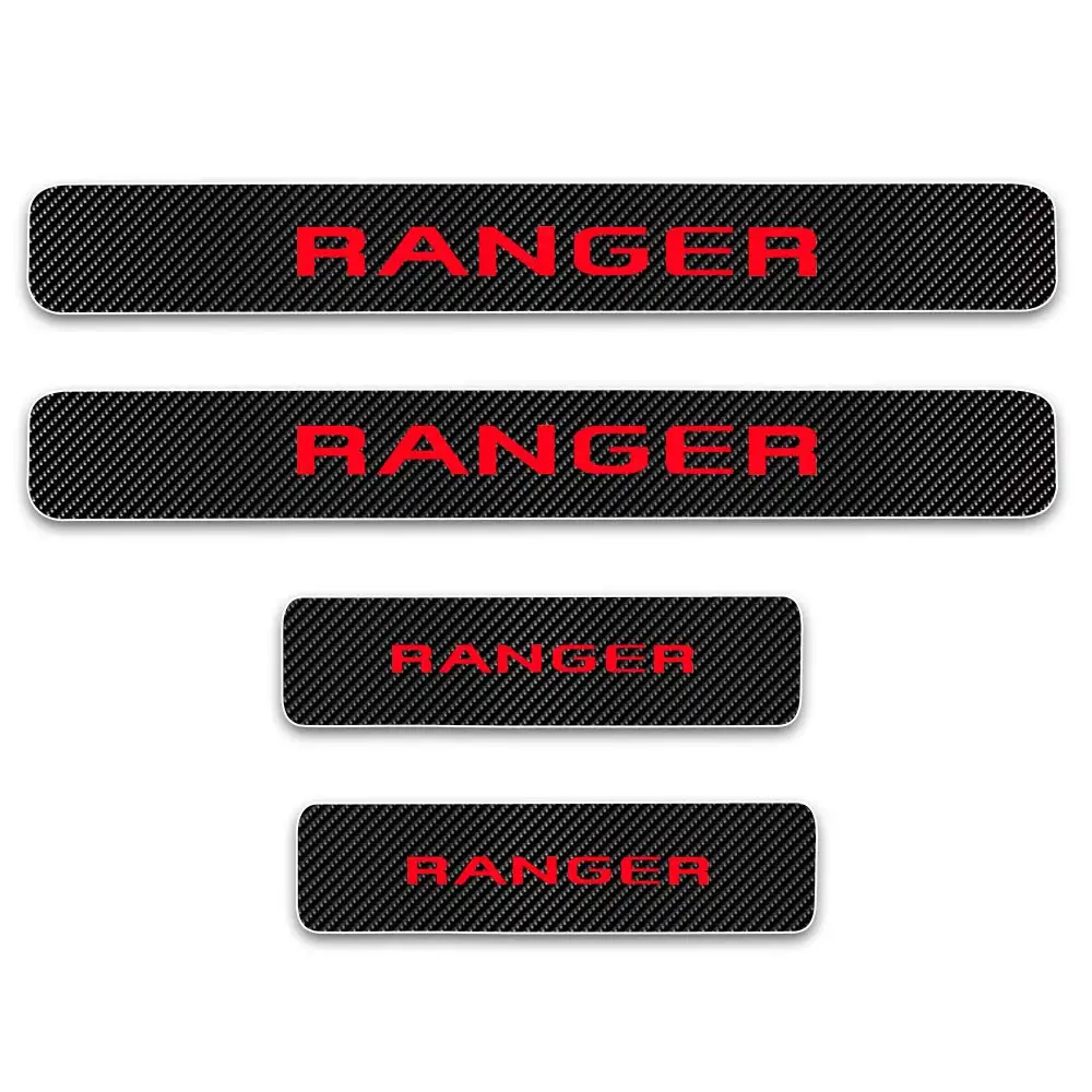 

4pcs for Ford Ranger Door Sill Protector Reflective 4D Carbon Fiber Sticker Door Entry Guard Door Sill Scuff Plate Stickers