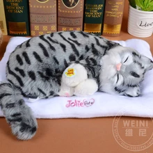 sleeping cat about 30cm gray cat snoring breathing sound cat soft toy model,polyethylene & furs resin handicraft,gift h993