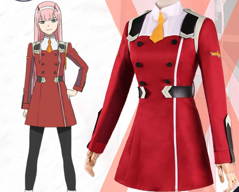 

Japanese Anime ichigo wig zero two hiro 002 Uniform Suit Outfit darling in the franxx kokoro Cosplay Costume MIKU School Sets