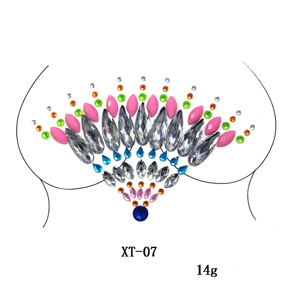 10 видов стилей на груди блеск татуировки клей липкий стикер для драгоценных камней макияж лицо кристалл драгоценности фестиваль драгоценные камни наклейки для вечеринки для боди-арта