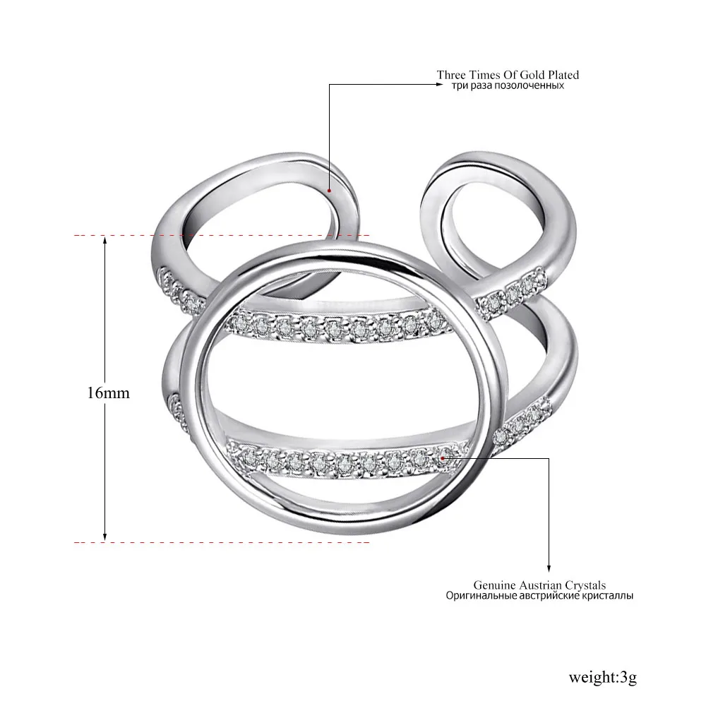 Lokaer, офисное Стильное кольцо для девочек, кольцо с кубическим цирконием, золото/серебро, модное круглое кольцо, Простые открытые кольца, ювелирные изделия LR17173