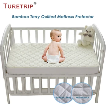 

Turetrip 72X132CM Bamboo Terry Waterproof Mattress Cover For Baby Toddler Bed Protector Mattress Pad Crib Waterproof Bed Sheet