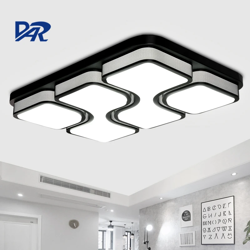 

Black/White Square Iron Ceiling Lamp Fixture Modern Led Ceiling Lights For Living Room Bedroom Luminaria Home Decoration