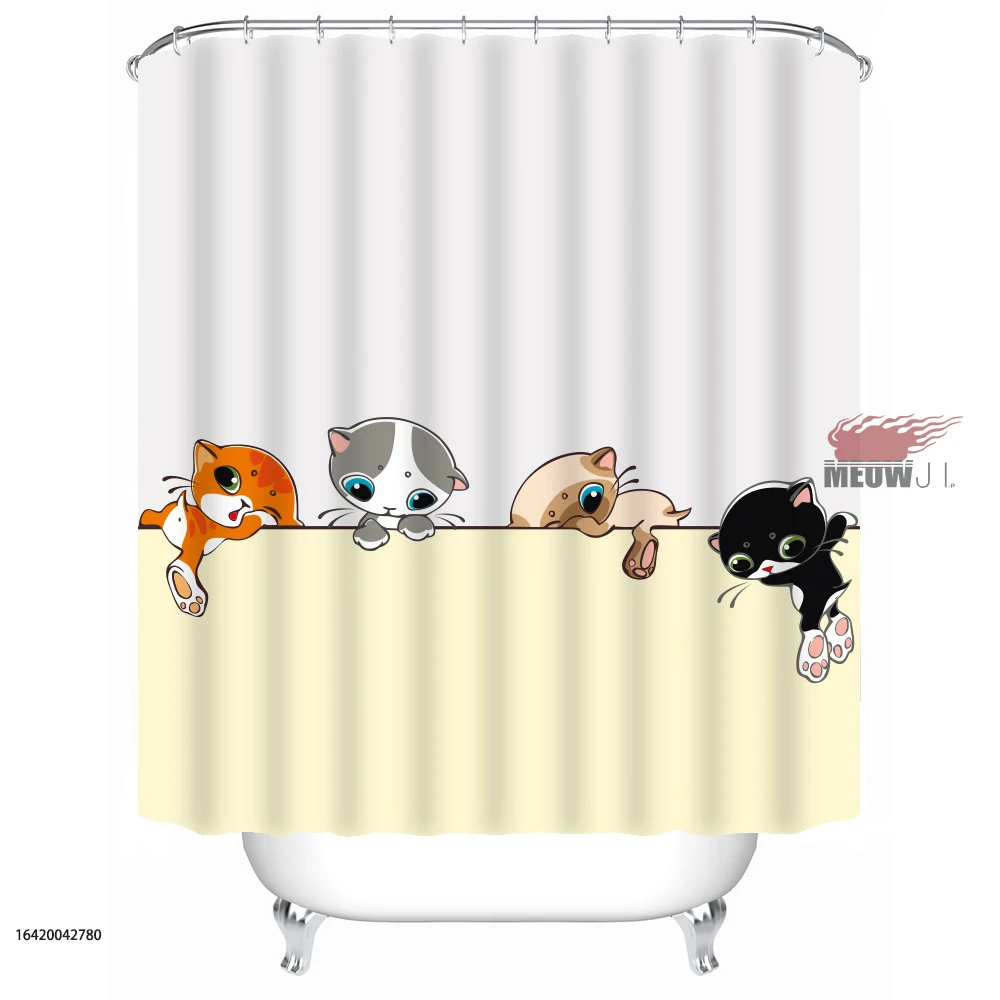 [MIAOJI] Lucky cat для мамы и девочки с милыми животными, пользовательские душ Шторы Ванная комната декор различных размеров - Цвет: L