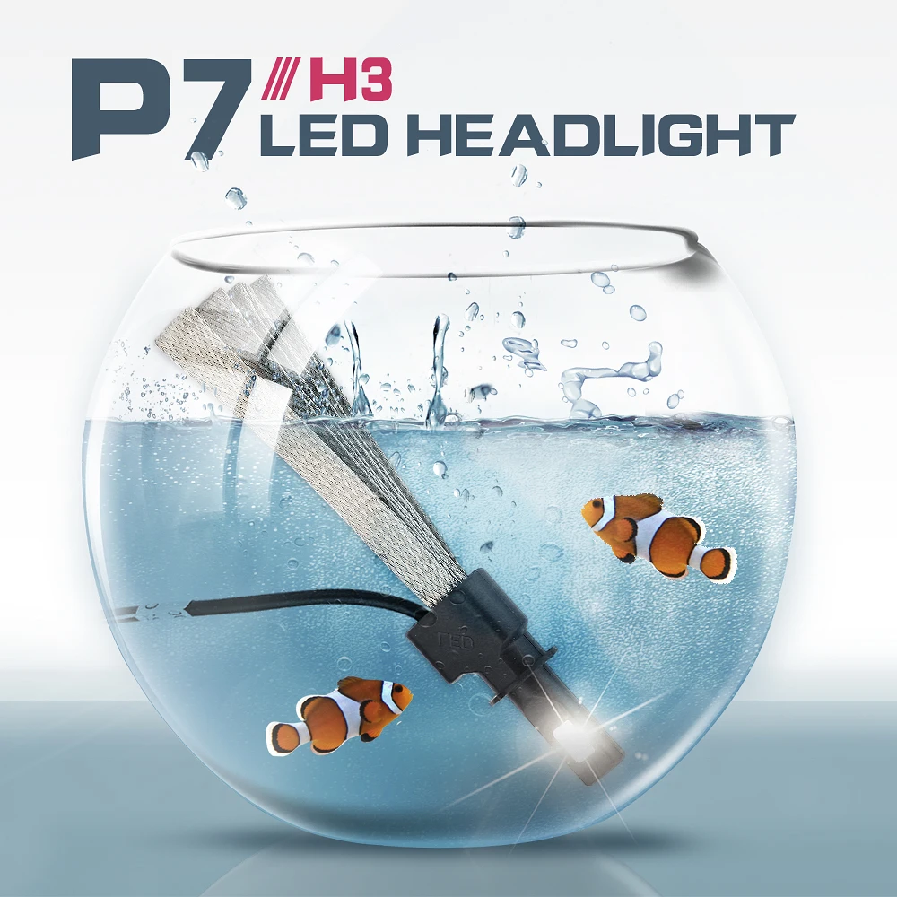 2 X P7 H3 светодиодный фары лампы 30 Вт 4800LM DC 9-30 в фиолетовый Медь IP68 Водонепроницаемый 6000 K холодный белый 360 градусов лучевой для все в одном