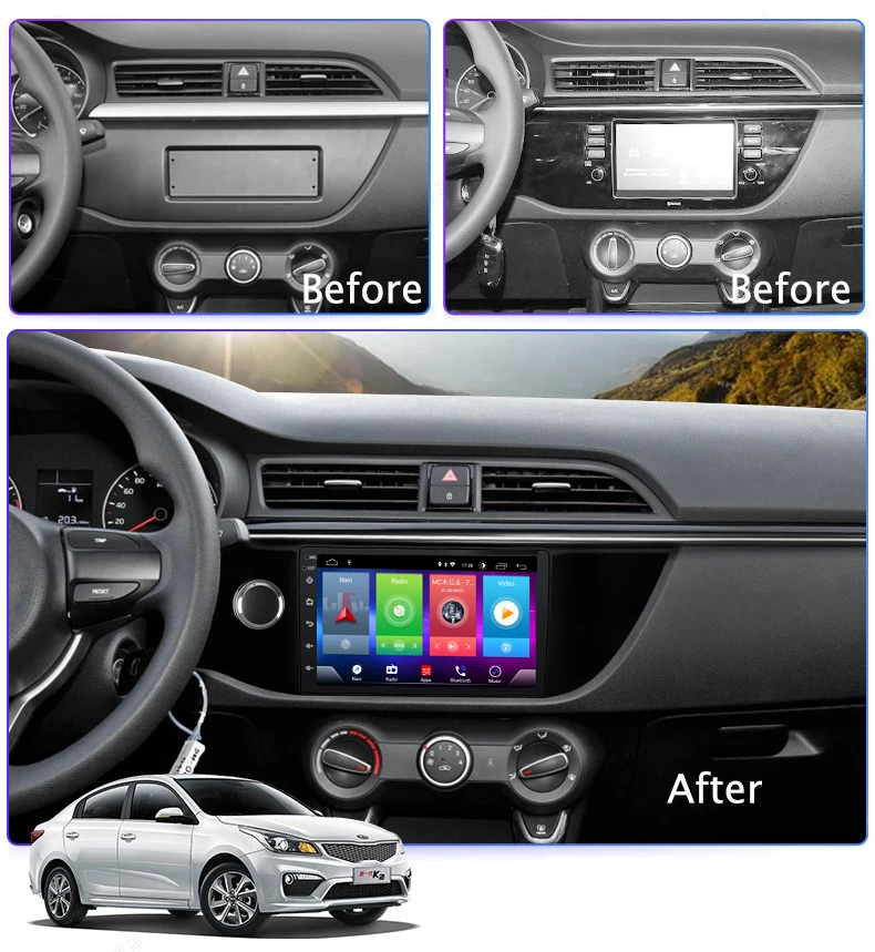 

Full Touch Screen Car Android 8.1 Radio Player For KIA Rio K2 2017-2018 GPS Navigation Video Multimedia Built In Bluetooth