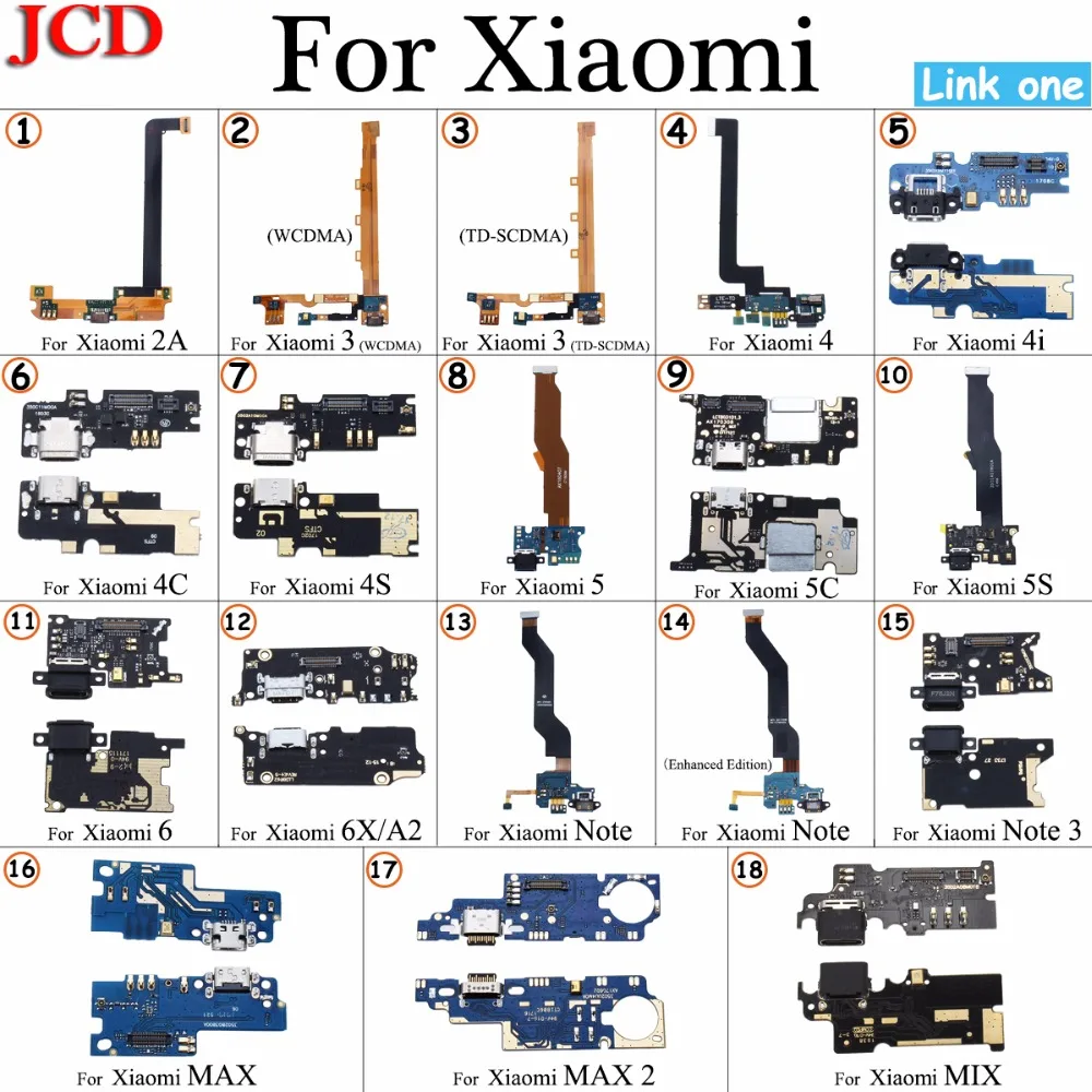 

JCD USB Charging Jack Plug Socket Connector Charge Dock Port Flex Cable With Microphone For Xiaomi 2 3 4 4i 4C 4S 5 5C 5S 6 6X
