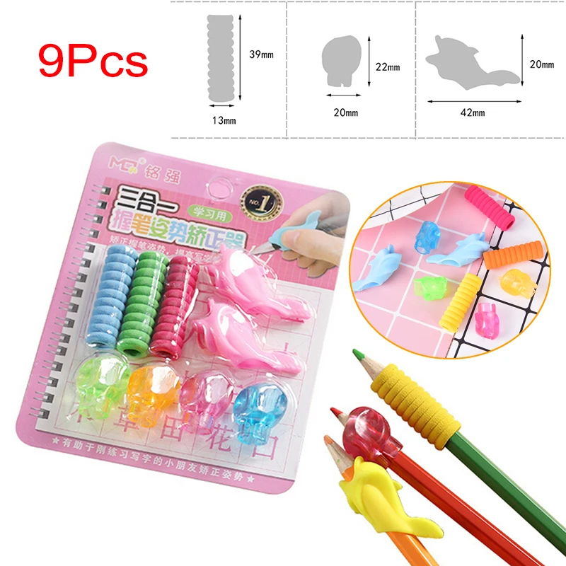 

9pcs/lot Soft Foam Pen Pencil Grips Comfort Pen Control Pupil Handwriting Aid Kids Children School Stationery tools