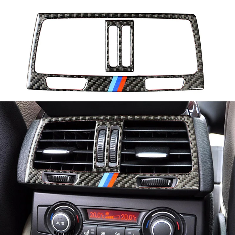 

Car Interior Rear Air Conditioner Outlet Vent Panel Cover Trim Stickers Carbon Fiber Accessories For BMW E70 E71 X5 X6 2008-2013