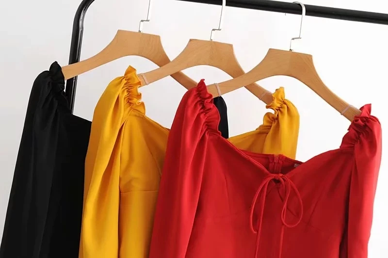 Vintage Women's Sweetheart Neck Blouse with Frill Elastic Puff Sleeves - Stylish Top image 6
