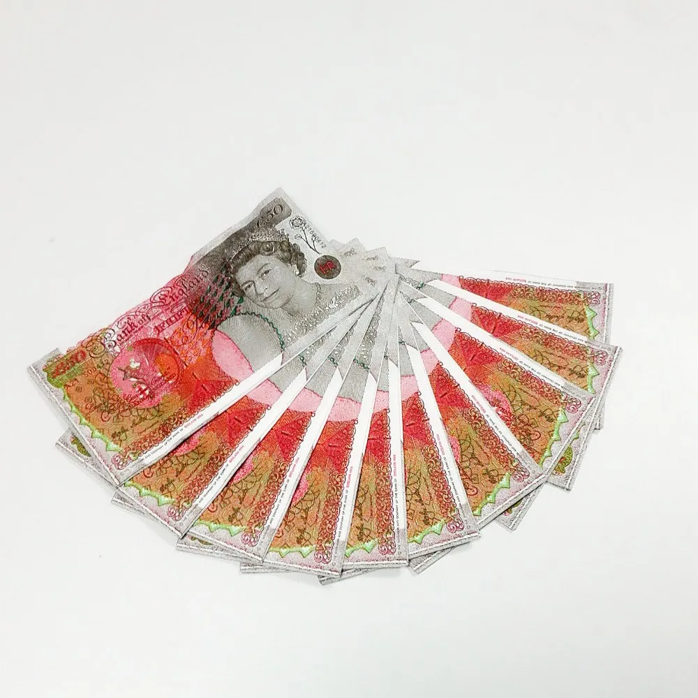 10pcs/pack/lot United Kingdom Money Pound Paper Napkin Tissue Print Handkerchiefs For Decoration