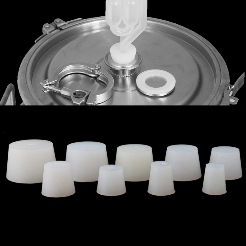 

2 Pcs Silicone Plug Rubber Stopper With Hole Airlock Valve Bubbler Wine Brew