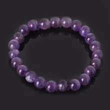 8 мм аметисты 19 см Будда из натурального камня мужские браслеты из бисера эластичные с веревкой, на цепочке, с подвесками браслет для женщин Pulseras mujer