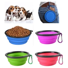 10 шт./лот) 7 цветов Pet Складная миска силиконовые с рисунком собачки и котика Еда воды кормушка для путешествий чаша