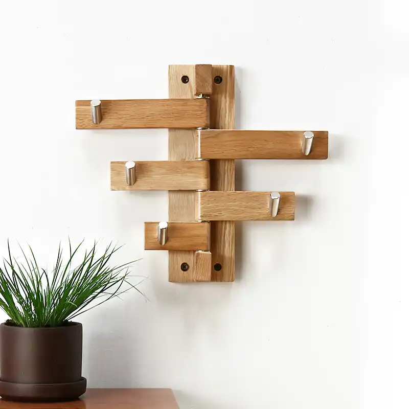 Gancho de madera para pared giratorio de estilo nórdico, perchero