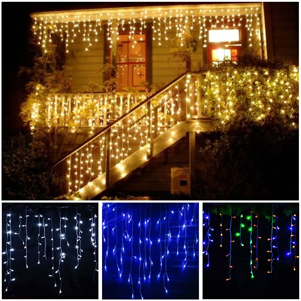 ستارة LED بطول 3-24 متر سلسلة متدلي أضواء خيالية LED للكريسماس جارلاند مصابيح ديكور للحفلات في الأماكن المغلقة في الهواء الطلق حديقة المسرح 110 فول...