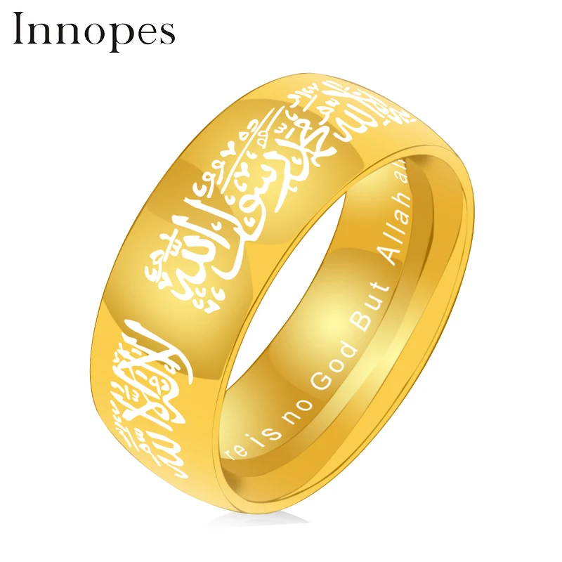 

Innopes Black gold vintage rings The shariah of Islam Muslim stainless steel big rings for men women