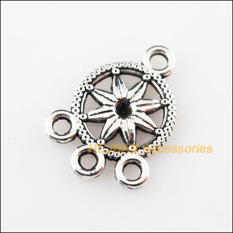 

16Pcs Tibetan Silver Tone 1-3 Flower Charms Pendants Connectors 13x18mm