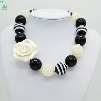 

Girls White Resin Flower Necklace 2015 New Fashion Chunky Children Bubblegum Choker Kids Jewelry Princess Resin Flower Necklace