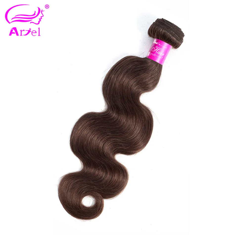 

ARIEL Human Hair Bundles Indian Body Wave Hair Weave Bundles Light Brown Color #4 #2 Non Remy Hair Extensions 1/3/4 Pcs 10"-24"