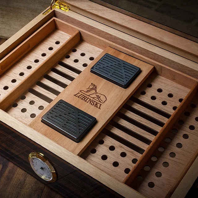 Free Shipping! COHIBA Exquisite Luxury MirageBlack Large Capacity Cedar Wood Cigar Humidor with Free Gift