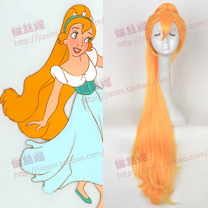 

Cartoon character Thumbelina Cosplay wig with one Long 100cm Chip Removable Ponytail + Wig Cap