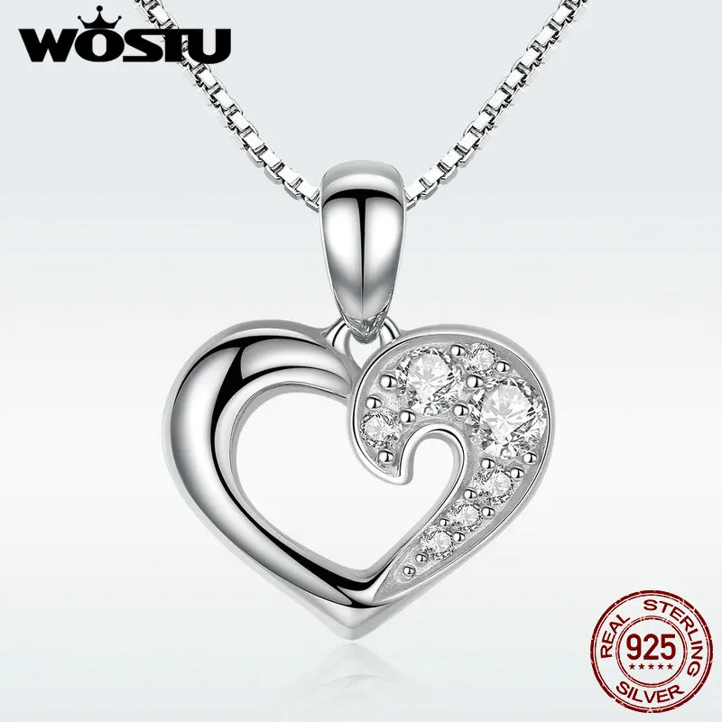 

100% Real 925 Sterling Silver Our Hearts & Love Pendant Necklaces Clear CZ for Women Girls Jewelry Birthday Gift For Lover