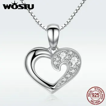 

100% Real 925 Sterling Silver Our Hearts & Love Pendant Necklaces Clear CZ for Women Girls Jewelry Birthday Gift For Lover