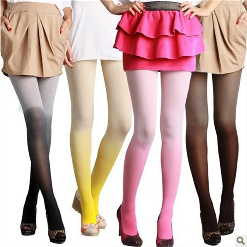 80D 7 Colors Gradient Colors Tights Women Sexy Pantyhoses Colors Change