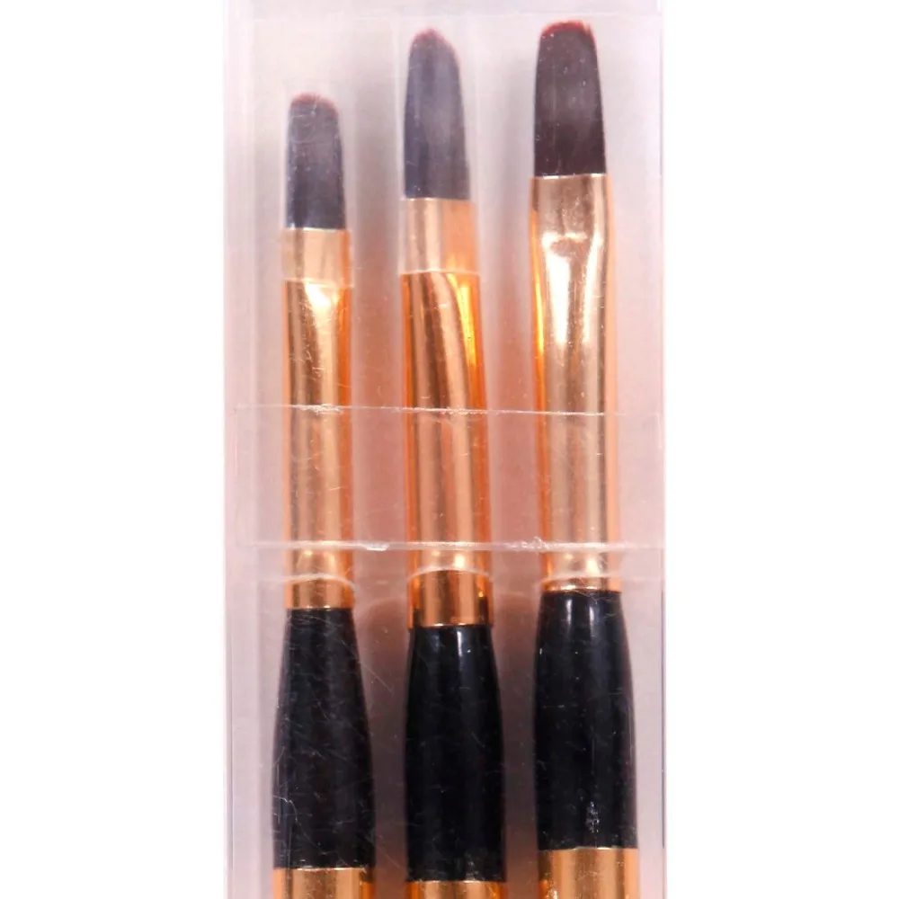 ArtSecret High Quality SPA-339 3PC/Set Synthetic Hair Nickle Plating Ferrule Nail Art Cosmetic Makeup Brush For A Manicure 3