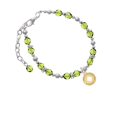 Goldtone I would be lost without you Lime Green Beaded Bracelet