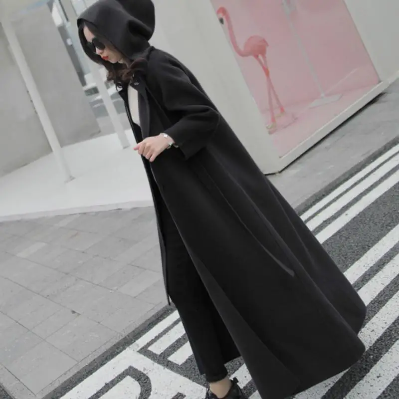 

Women Woolen Coat Loose Ankle Long Outerwear Solid Color Parka Pregnancy Clothes Winter Maternity Overcoat Pregnant Jacket