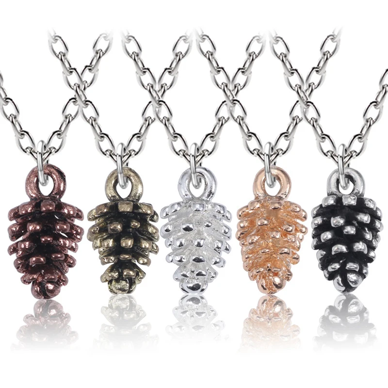Мода 1 шт. женские шикарные бронзовые желуди Многослойные сосна конус сплава ожерелье кулон ювелирные изделия