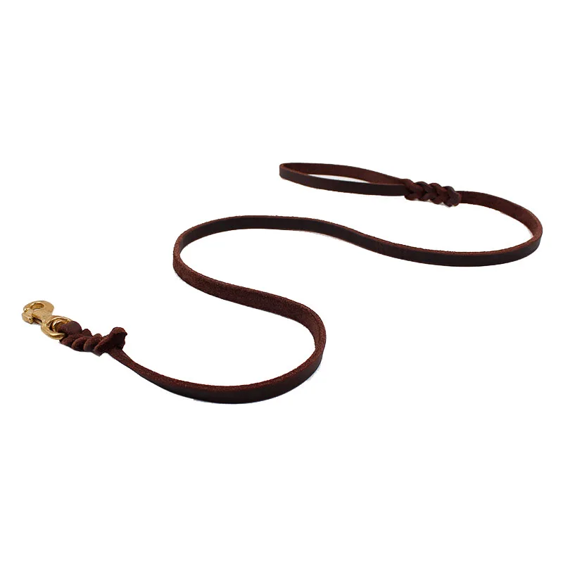 High Quality Genuine Leather Pet Dog Leash Luxury Strong Puppy Collar Leash Lead For Large Dogs S/M/L/XL