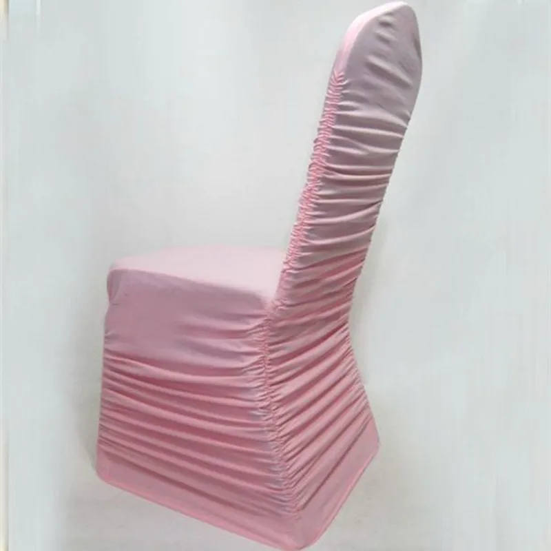 50 шт. морщинистые эластичные тянущиеся банкетные чехлы для стульев лайкра спандекс гофрированные чехлы на стулья для гостиницы банкета свадебные украшения - Цвет: Pink