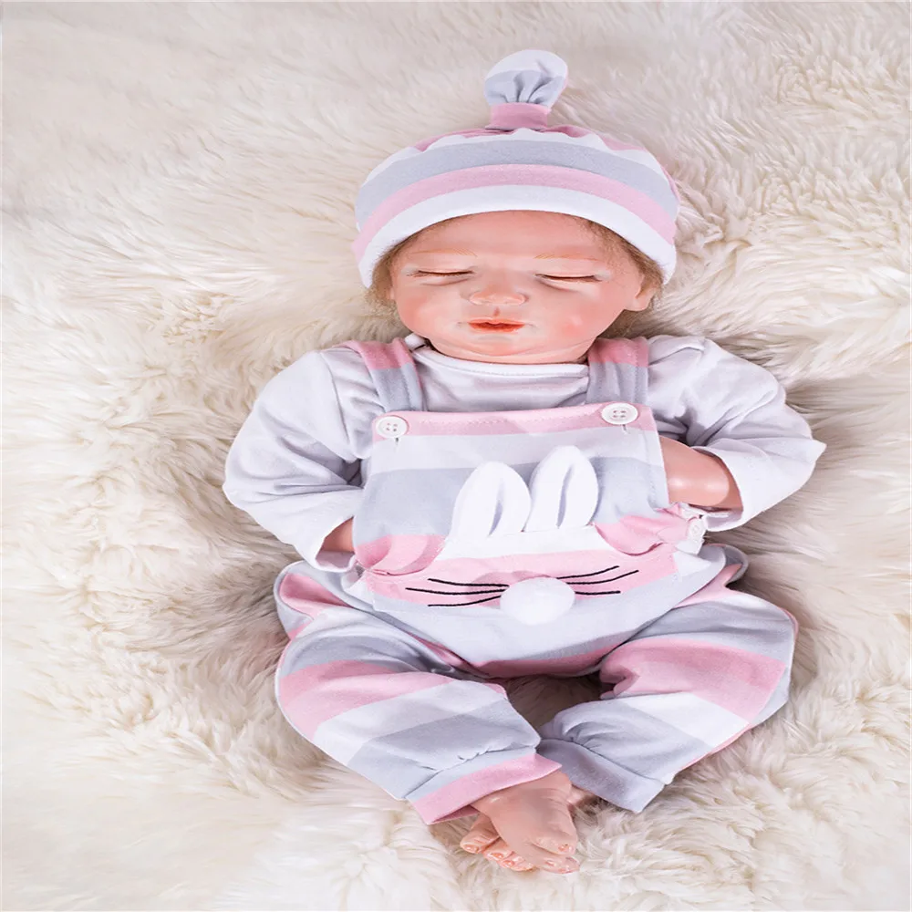 

SanyDoll 19 inch 48 cm Silicone baby reborn dolls, lifelike doll reborn sleeping baby birthday gift