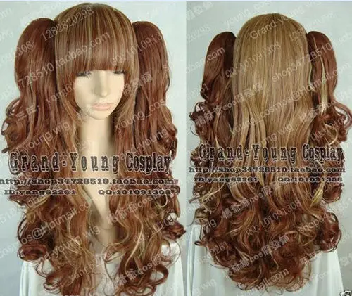 Cosplay LOLITA Brown Mixed Curly wig Split Type Heat Resistant Wig &gt&gtFREE SHIPPING Resistance COS COPALAY Party Hair |