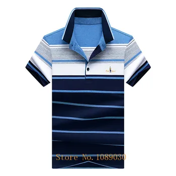 

2018 Summer Striped Polo Shirt Men Embroidery Blue Green Casual & Business Style Striped Polo Shirt Men