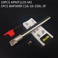 10 шт. APMT1135 M2 + 1 шт. 16 мм фрезы Держатель BAP300R C16-16-150L-2F лицо мельница окончания работы P M K