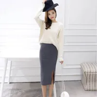 2016 Summer skirts Sexy Chic Pencil Skirts Women Skirt Wool Rib Knit Long Skirt Package Hip Split Waist midi skirt maxi A919