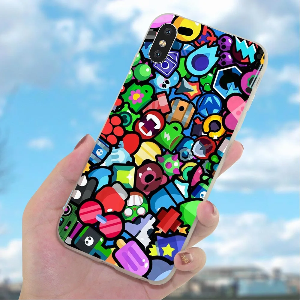 

Brawl Stars Tempered Phone Cover for iPhone 7 Case Xs Max XR X 8 Plus 6 6S 5S 5 SE Silicone