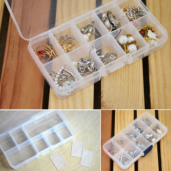

Cheap DIY Wholesale 10 cells Plastic lots Adjustable Jewelry Storage Box Case Craft Organizer Beads Container for Designer