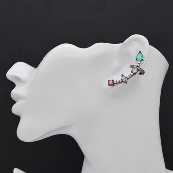 

Colorful zircon cubic earrings beautiful lady jewelry ear clip sold well in Europe and America