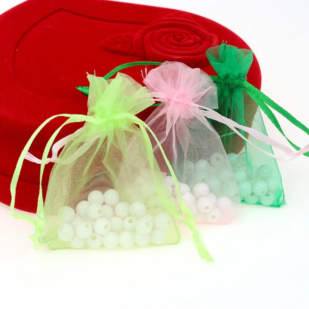 50Pcs/lot 7x9 9x12 10x15 13x18CM Organza Bags Jewelry Bag Wedding Party Decoration Drawable Bags Gift Pouches Jewelry Packaging