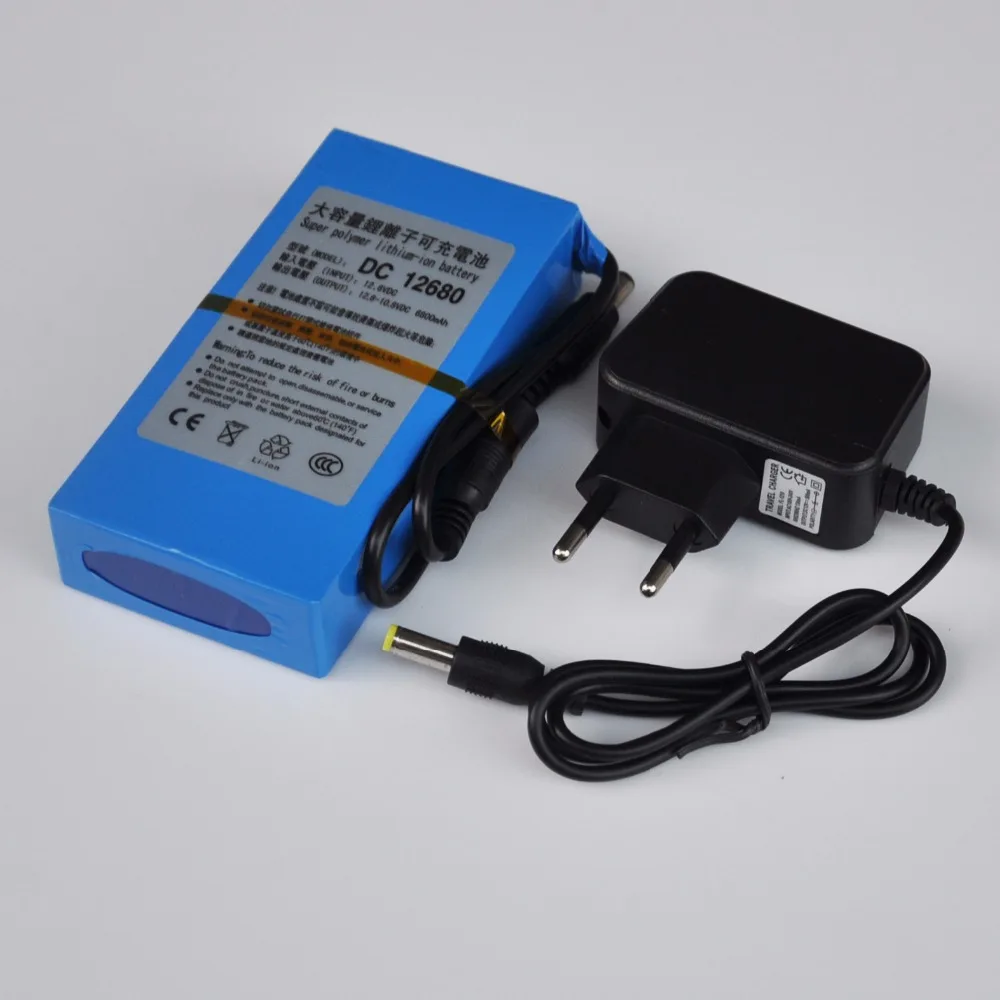 

UNITEK 12V rechargeable lithium ion battery Pack 6800mah polymer lithium cell + charger for CCTV camera system UPS Backup power