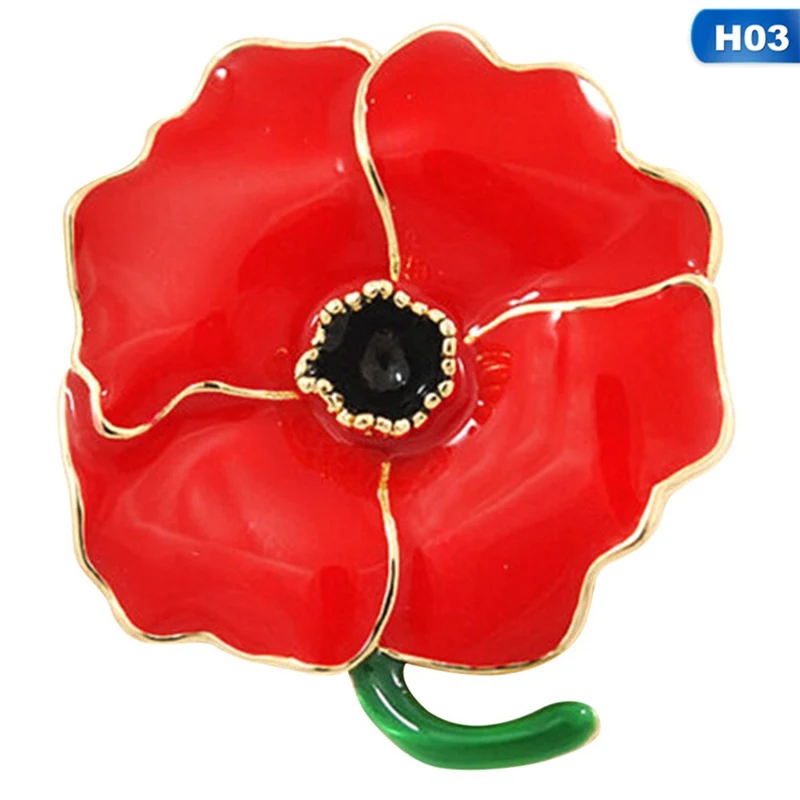 

Red Poppy Brooches Flower Diamante Crystal Broach Banquet Badge Brooch Pin